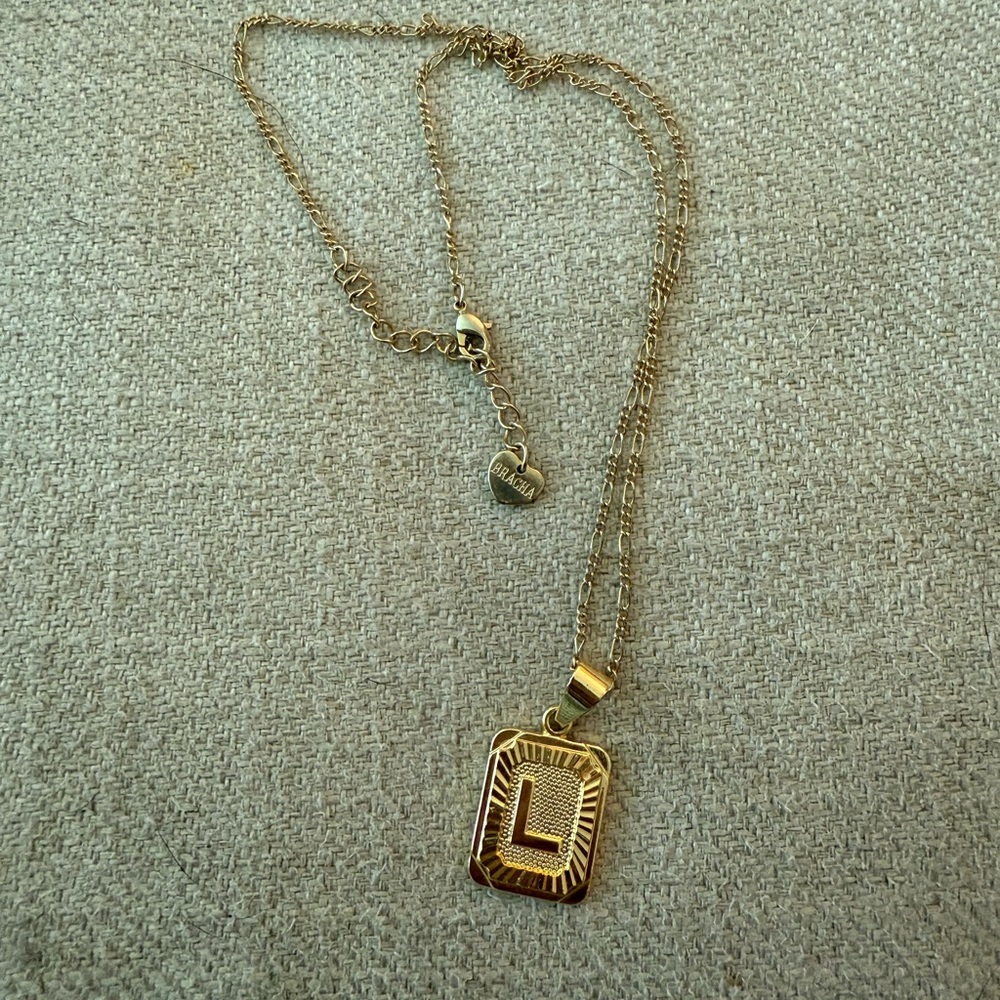 Bracha “L” Gold Pendant Necklace